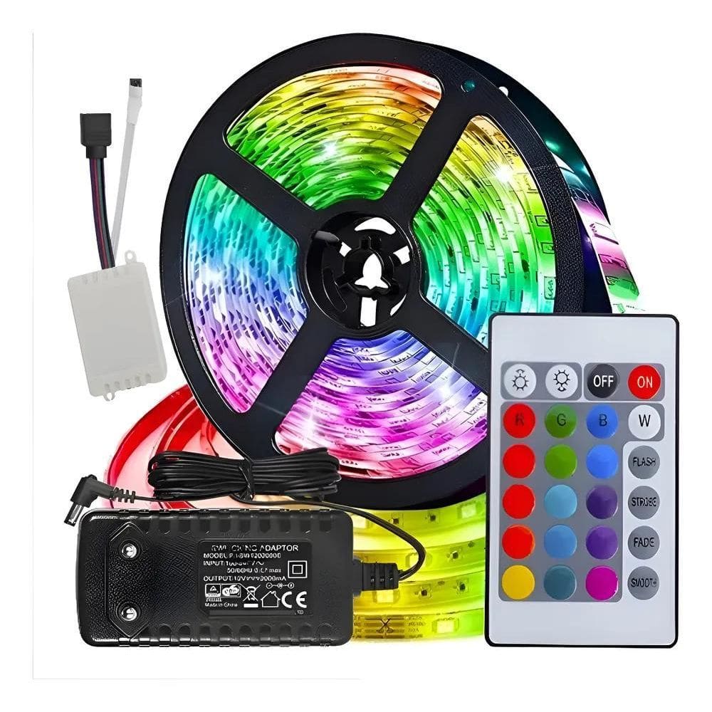 Fita Led Rgb 3528 5M Ip65 Com Controle 127/220V