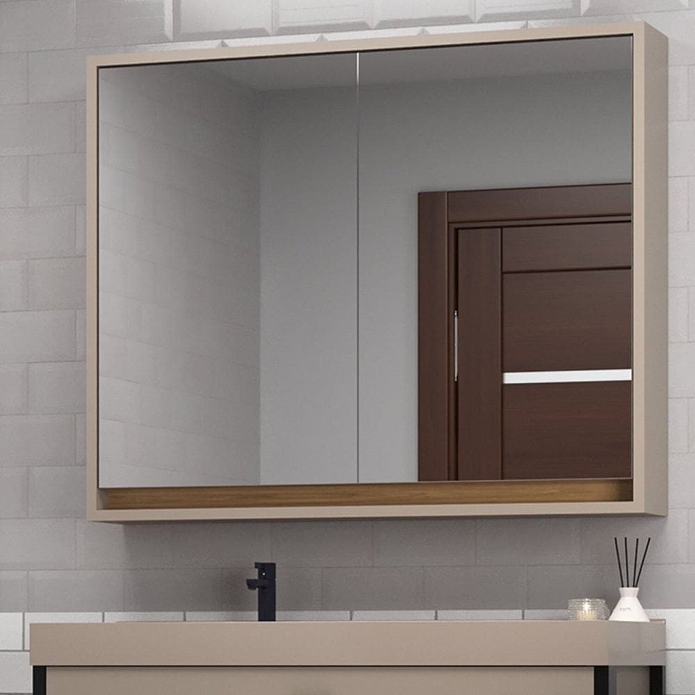 Armário de Banheiro 80cm 2 Portas com Espelho Ref 810 London Gianduia/Itapuã