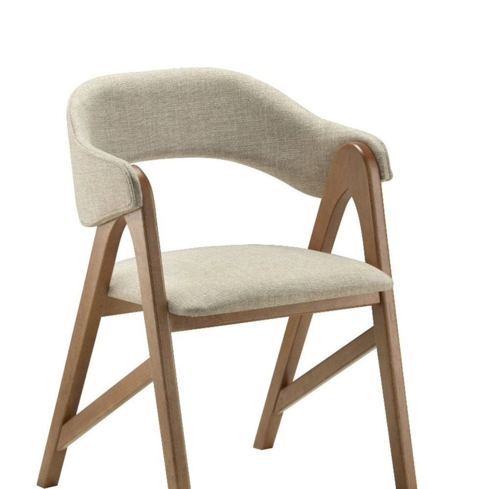 Cadeira para Sala de Jantar em Madeira Maciça Pérola Amêndoa/Off White