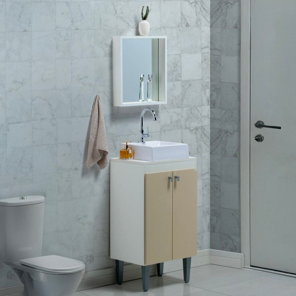 Gabinete e Armário Dia a Dia Essencial 45cm para Embutir Combate Creme