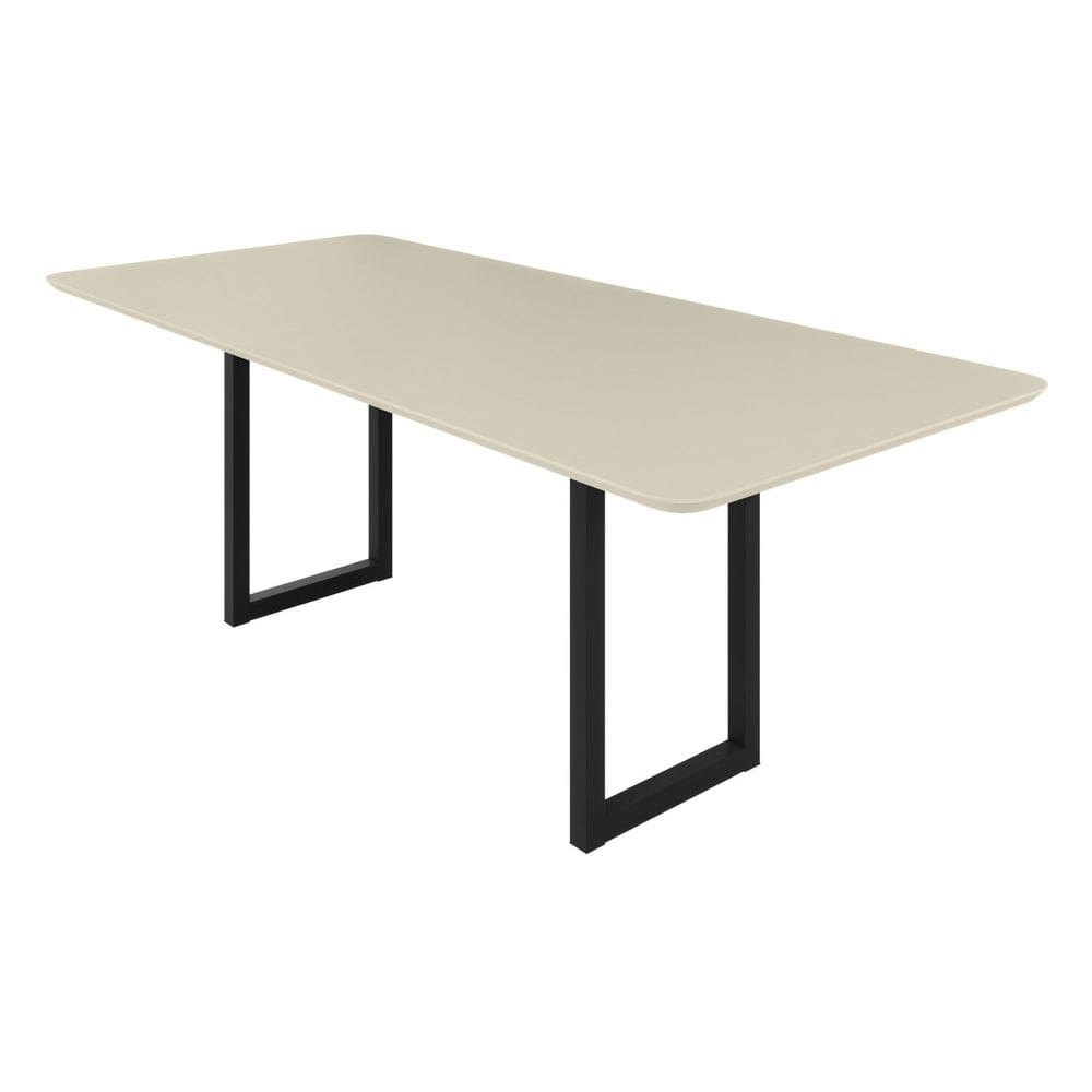 Mesa para Sala de Jantar 120x80cm com Vidro Itália Preto/Off White