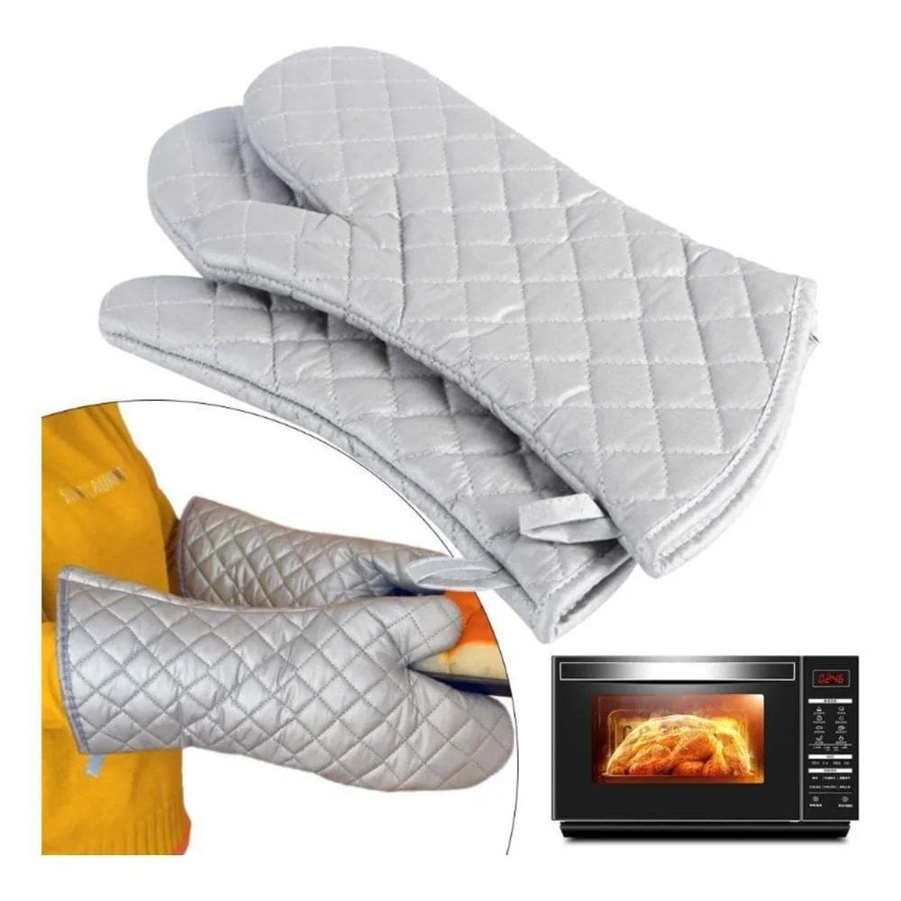 Kit Par Luva Térmica Para Forno Fogão Cozinha Multiuso Cinza