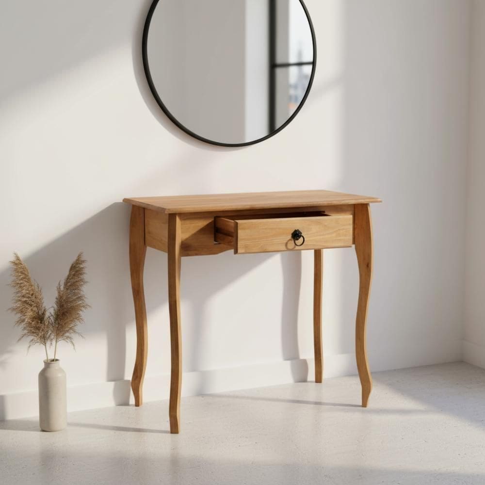 Aparador De Madeira Maciça Estilo Luís Xv Rústico Com Gaveta - Mel