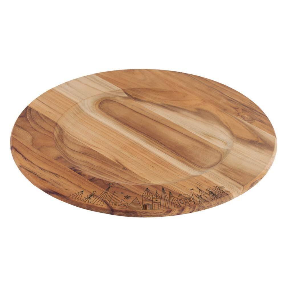 Sousplat Redondo Tramontina Casa Natal Em Madeira Teca Fsc Com Acabamento Em Óleo