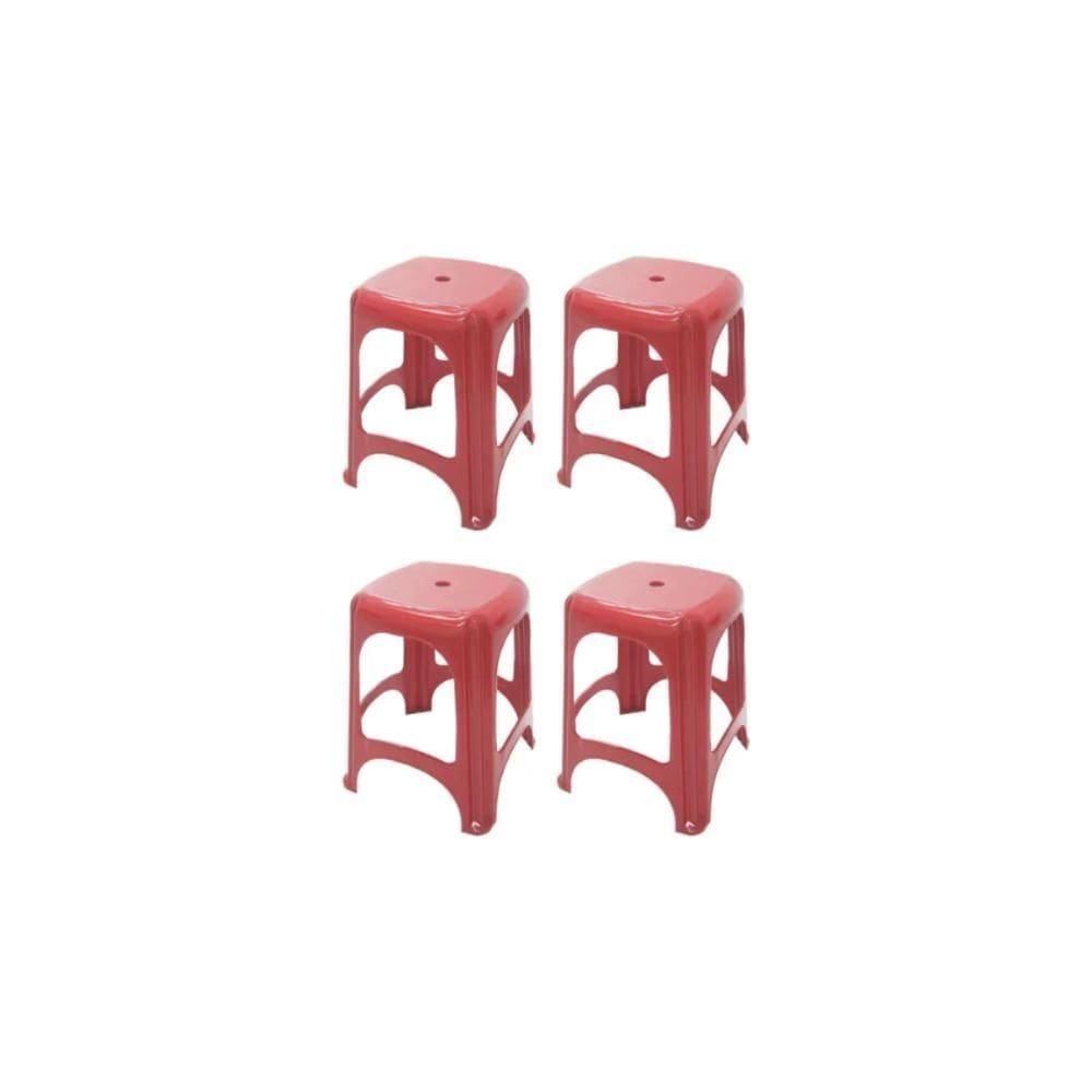 Jogo 4 Banqueta Niterói Vermelha Tramontina