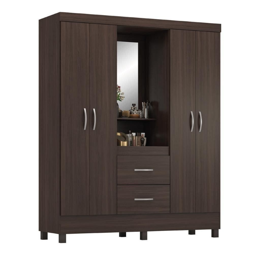 Guarda Roupa Capelinha Lord 4 Portas Com Espelho Café Touch Demóbile Café Touch