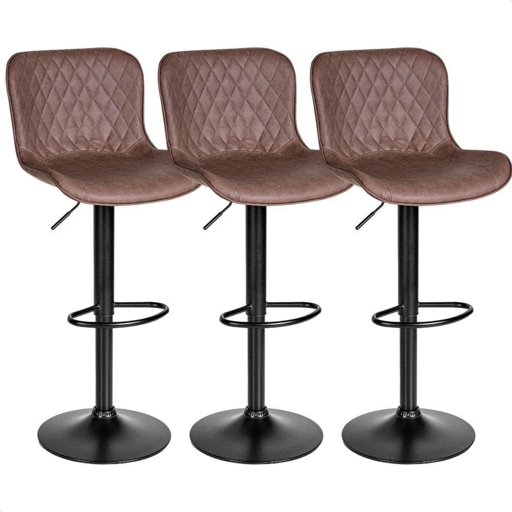 Banqueta Alta Giratória Com Encosto Cozinha Bar Kit 03 Un Marrom Café