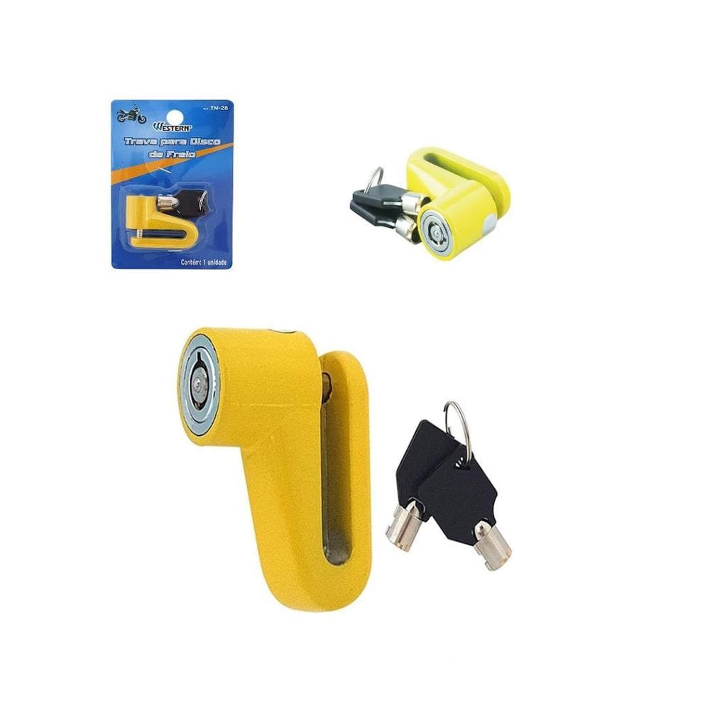 Trava Disco Freio Roda Moto Bicicleta Motocicleta Com Chave