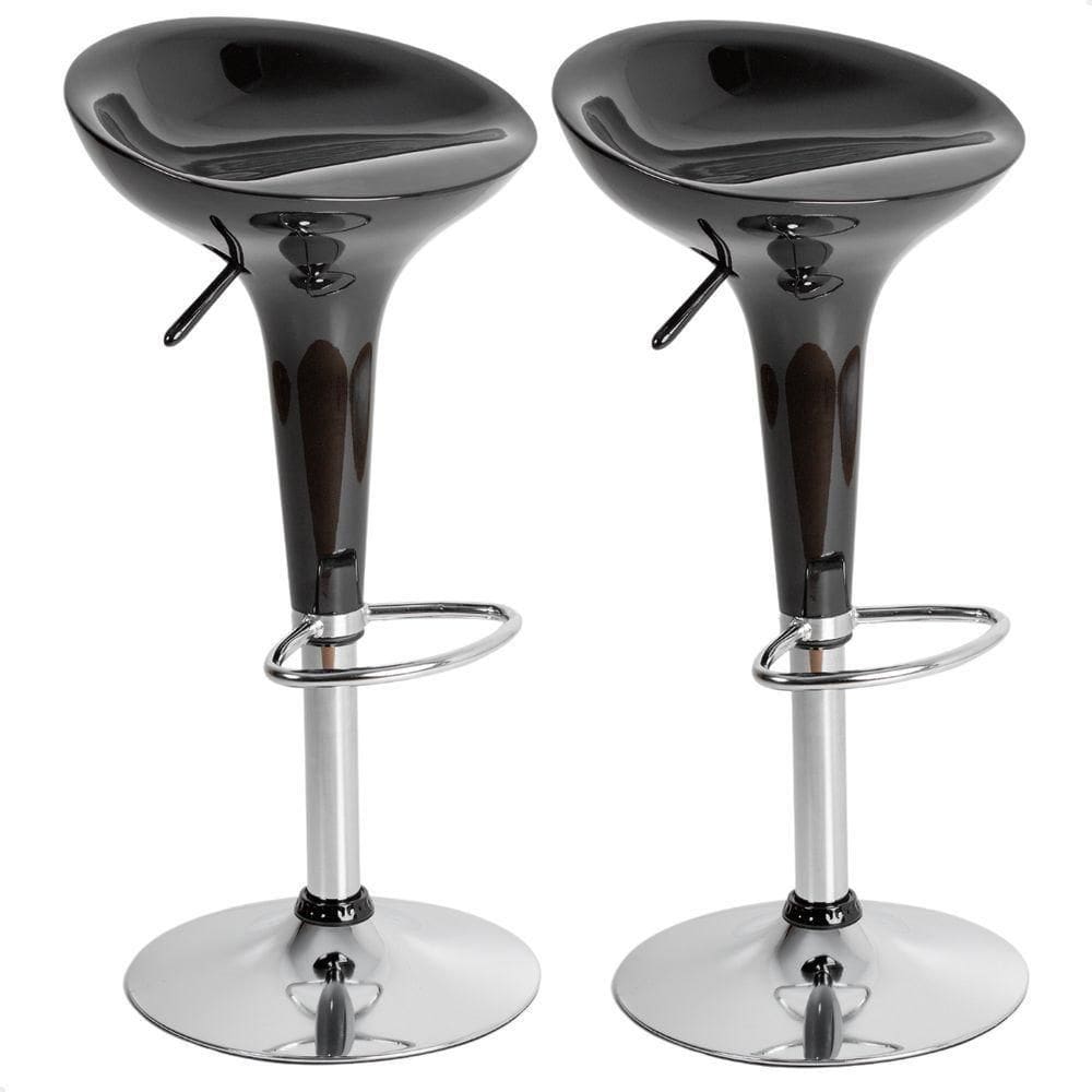 Banquetas Giratória Alta Tulipa Lotus Assento Abs Kit 02 Un Preto