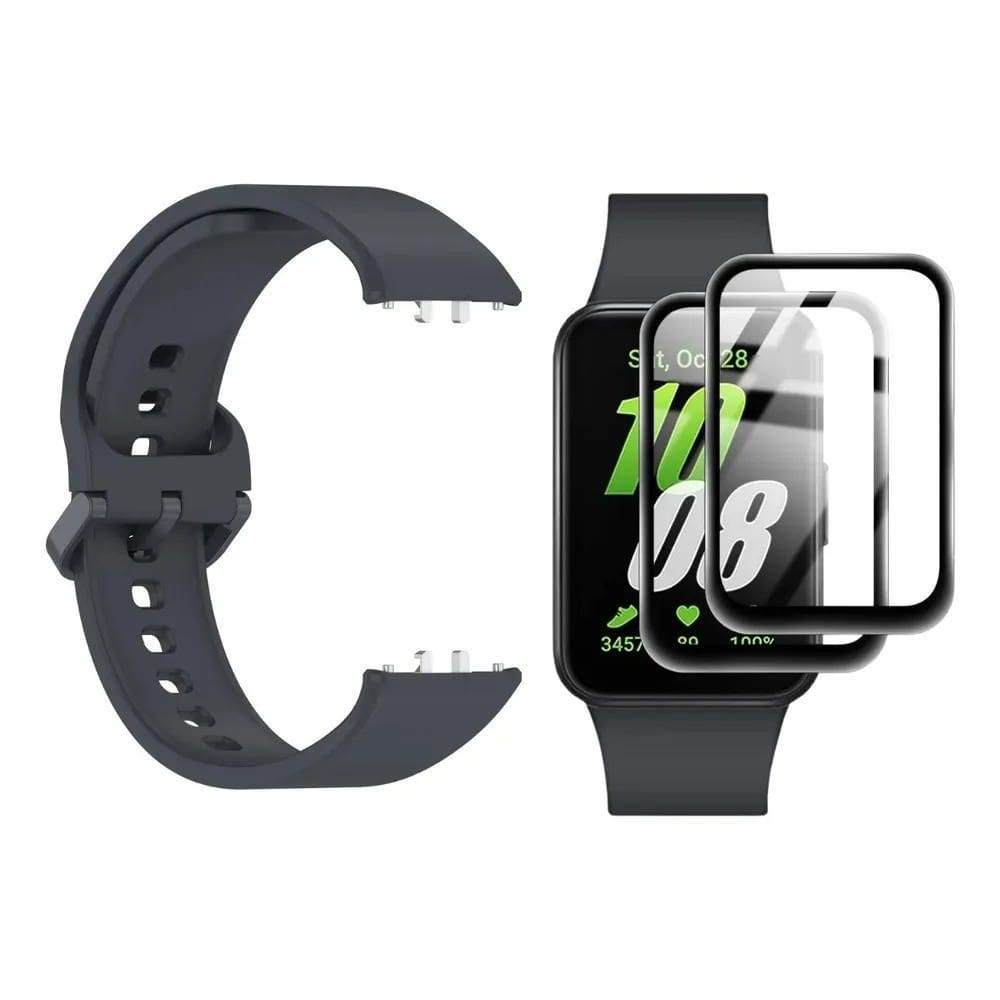 Kit Pulseira + Película Para Smartwatch Galaxy Fit3 S Grafit