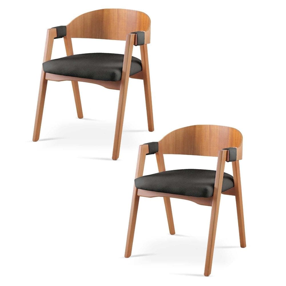 Kit 2 Cadeiras para Sala de Jantar Luna Preto/Mel