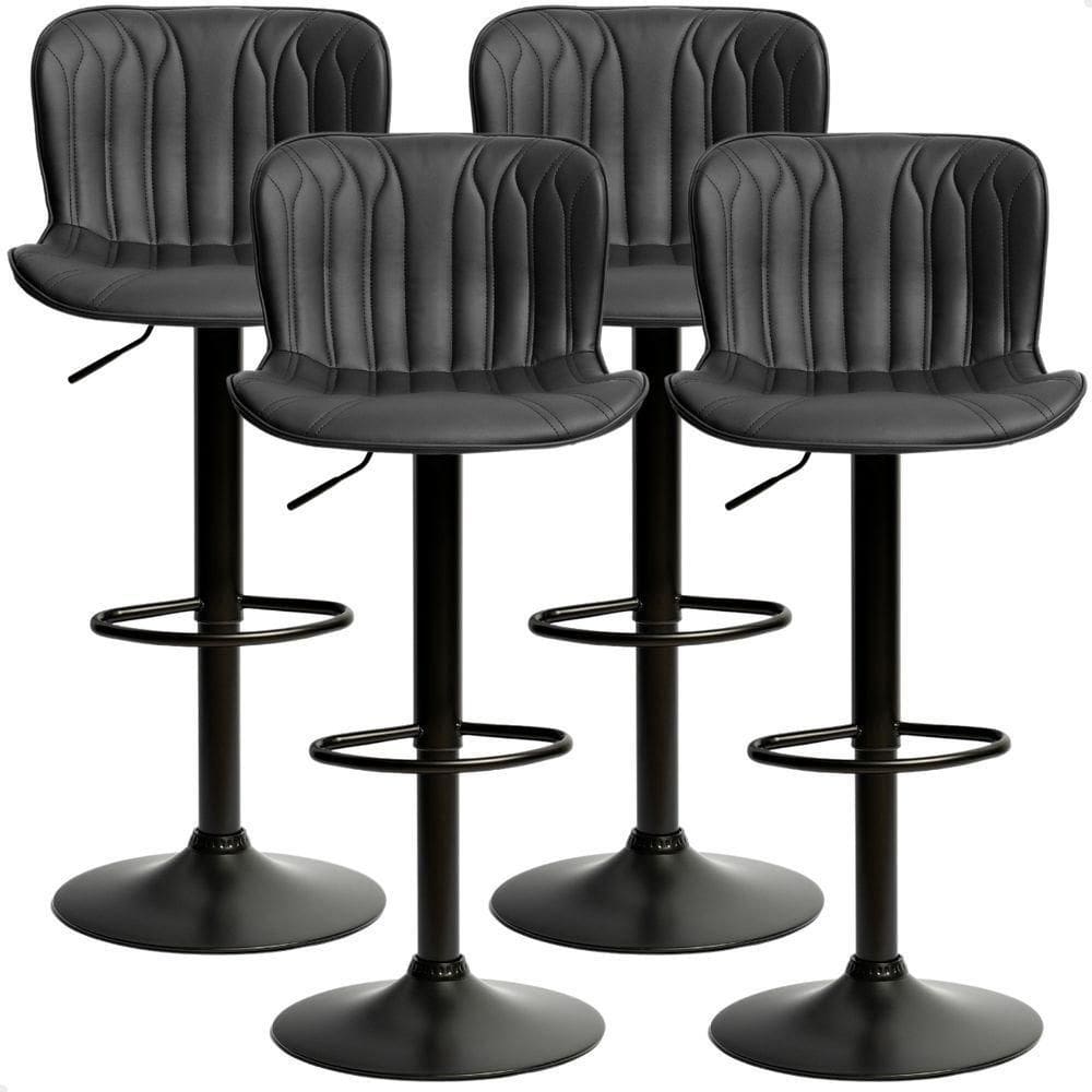 Banquetas Altas Giratórias Encosto Bar Confortável Kit 04 Un Preto