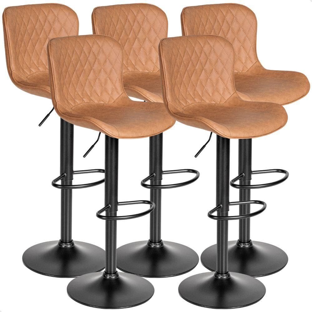 Kit 05 Un Banqueta Alta Para Cozinha Americana Bar Giratória Caramelo