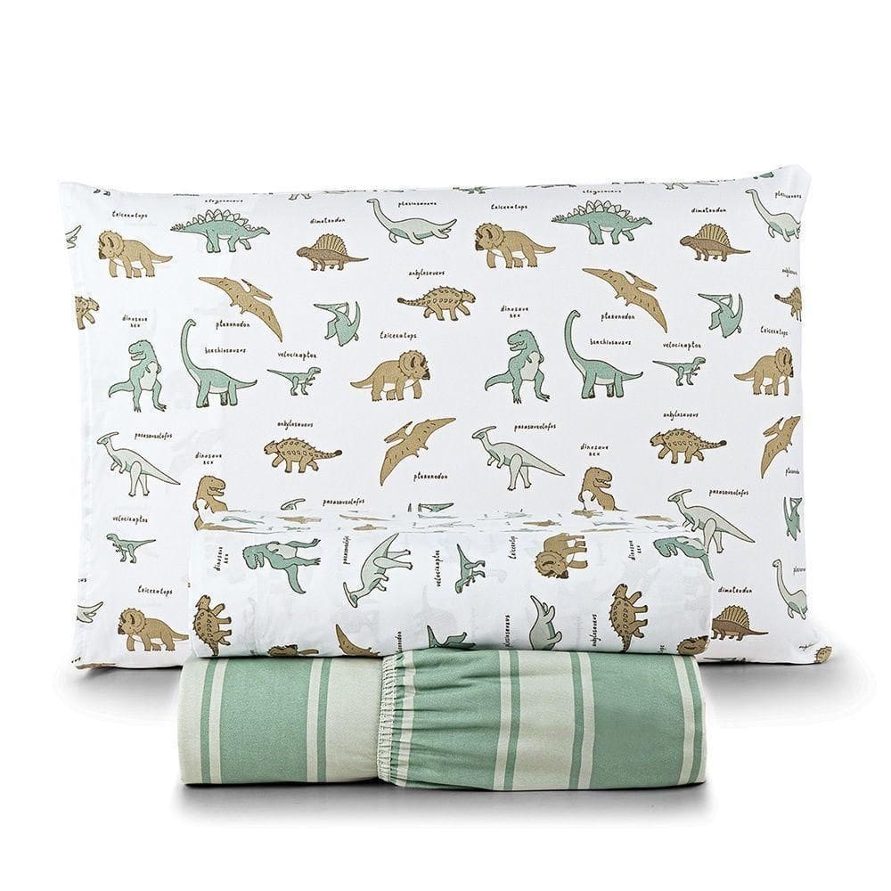 Jogo De Cama Tutti Kids 200 Fios Solteiro 03 Peças 100% Poliéster - Dino World