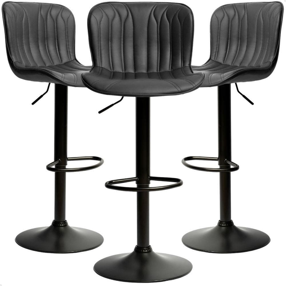 Kit 03 Un Banquetas Altas Giratórias Encosto Bar Confortável Preto