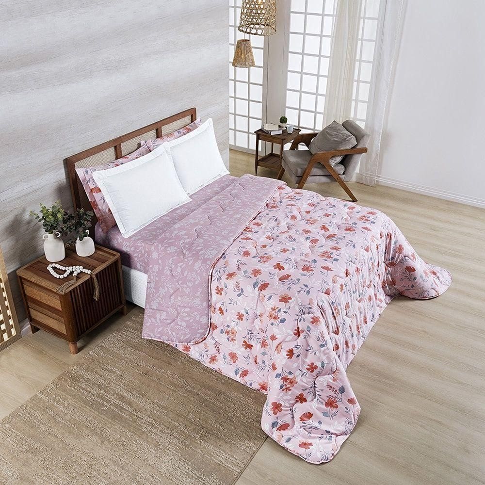 Edredom Afeto 400 Fios King 01 Peça 100% Poliéster - Flora