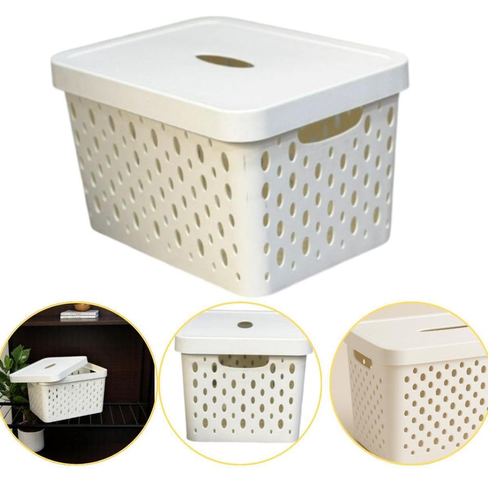 Caixa Cesto Organizador Multiuso Empilhável 17 L Cor Branco