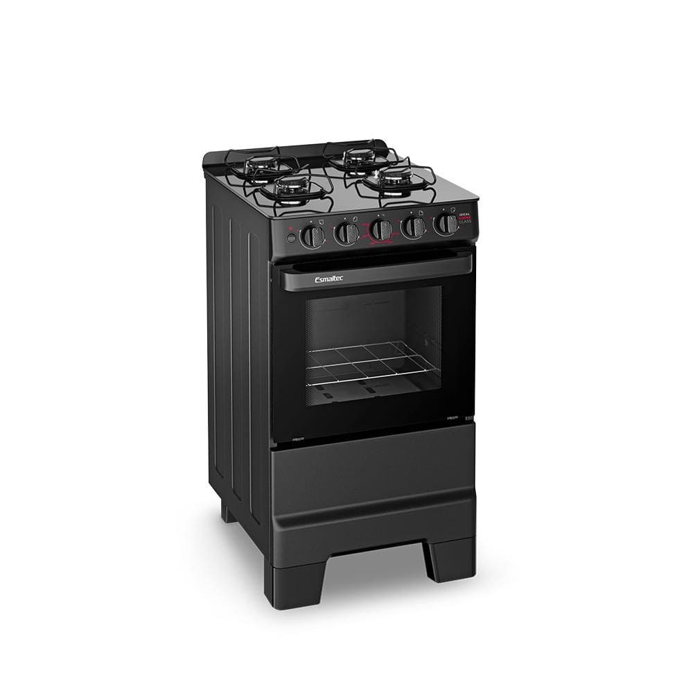 Fogão a Gás Mesa Vidro e Forno 50L Limpa Fácil Esmaltec IDEAL Super Glass Preto 4 bocas Bivolt