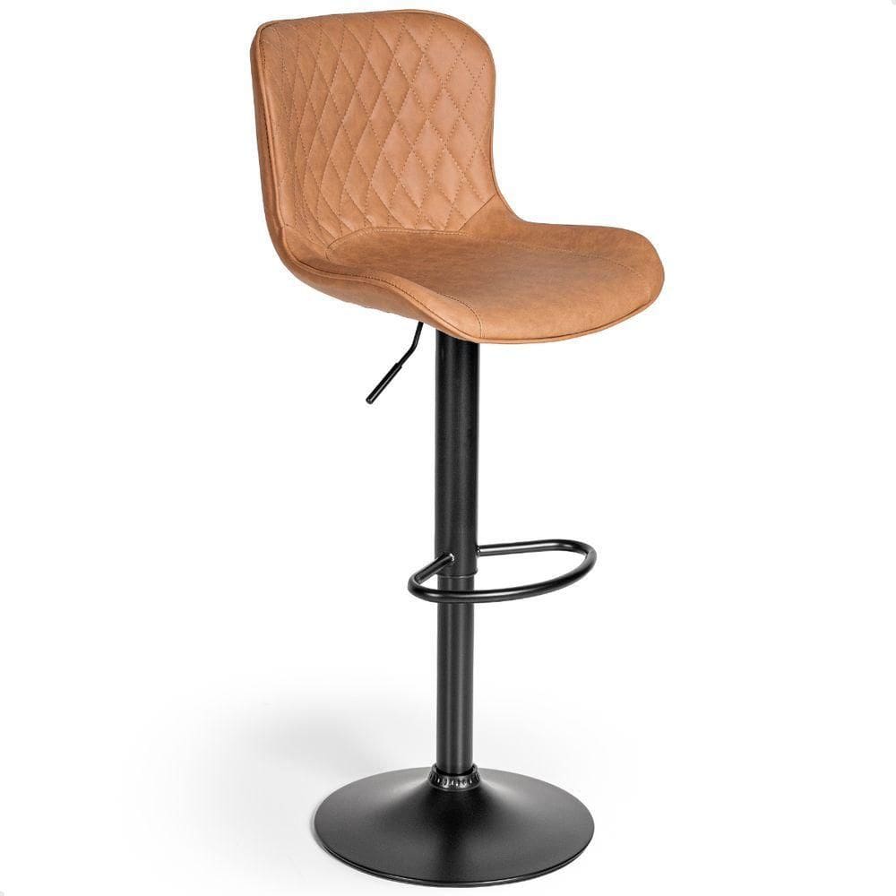 Banqueta Giratória Com Encosto Alta Para Cozinha Bancada Bar Caramelo