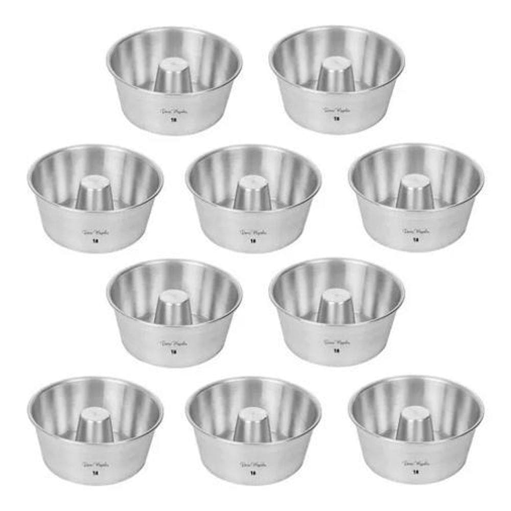 3X Kit 10 Dez Redonda Tubo N 18 Forma Assadeira Bolo Pudim D