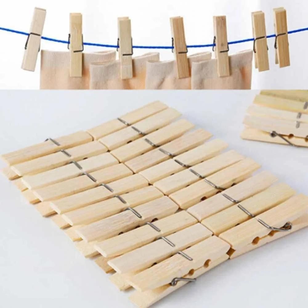 Prendedor De Roupa De Bambu Com 40 Unidades