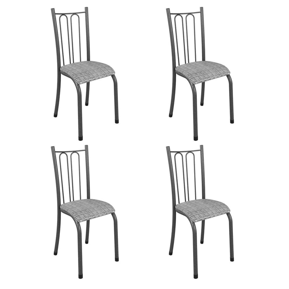 Conjunto 4 Cadeiras para Sala de Jantar Amanda Prata/Preto