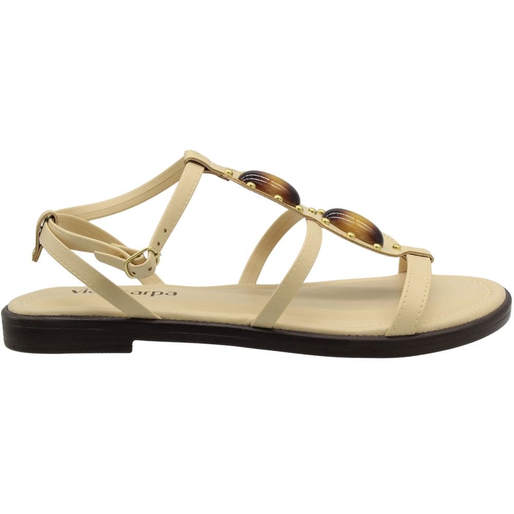 Sandália Rasteira Via Scarpa Adorno Duplo Em Pedra Feminina