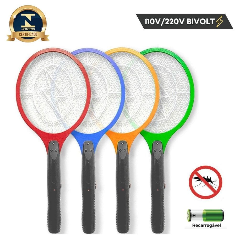 Raquete Elétrica Para Moscas Recarregável Bivolt