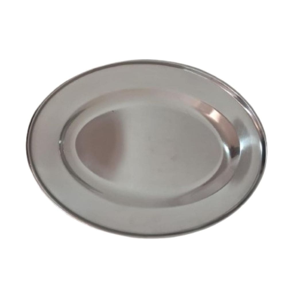 Travessa Oval Inox 20Cm Bandeja De Servir Pequena