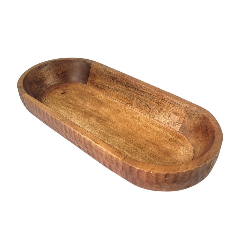 Centro De Mesa Madeira Oval Decorativo 52Cm Bandeja Rústica