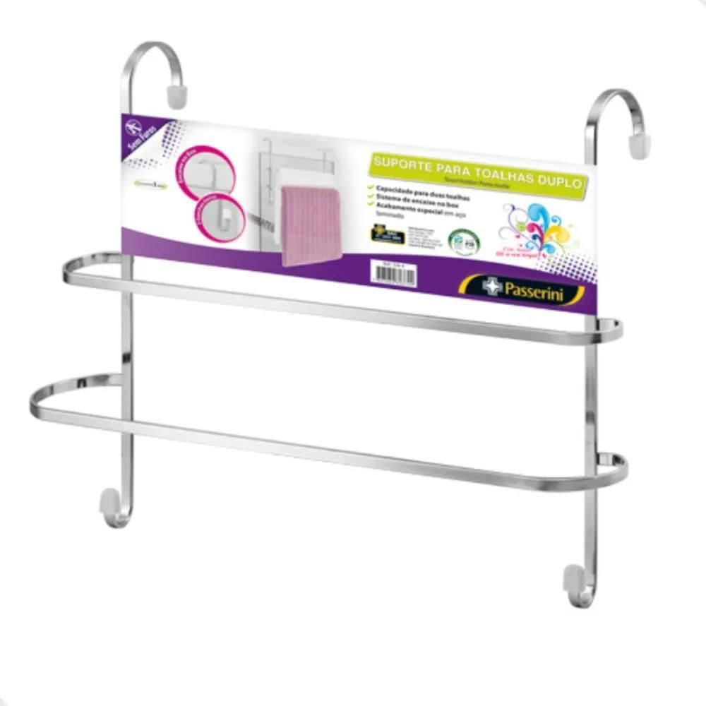 2X Suporte Para Toalhas Duplo Passerini Cromado De Pendurar