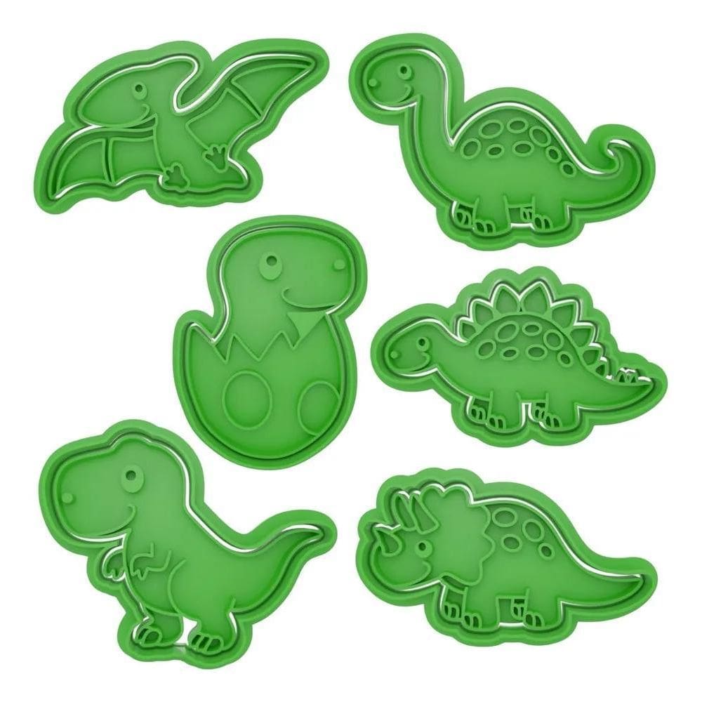 3X Kit 6 Cortador Marcador Dinossauro Floresta Cookie Americ