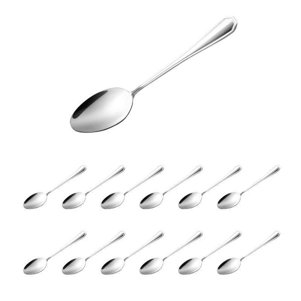 Jogo Com 12 Colher De Sobremesa Aço Inox C/Acabamento Polido