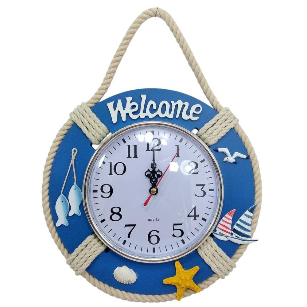 Relógio De Parede Náutico Mar E Praia Decoração Enfeite