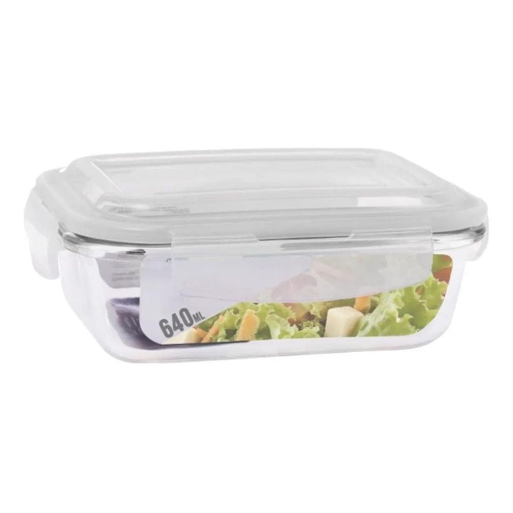 2X Pote Vidro Hermético Marmita Mantimentos Tampa 640Ml Avb