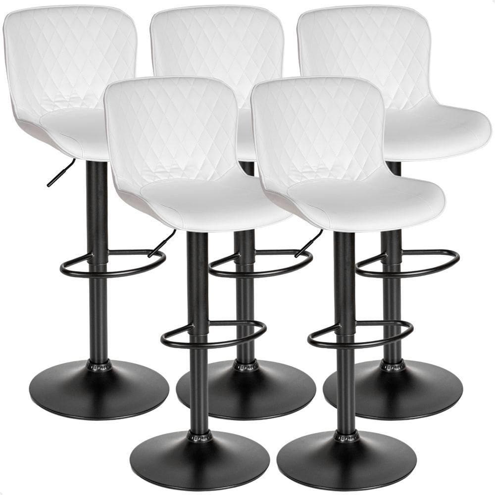 Kit 05 Un Banqueta Alta Para Cozinha Americana Bar Giratória Branco