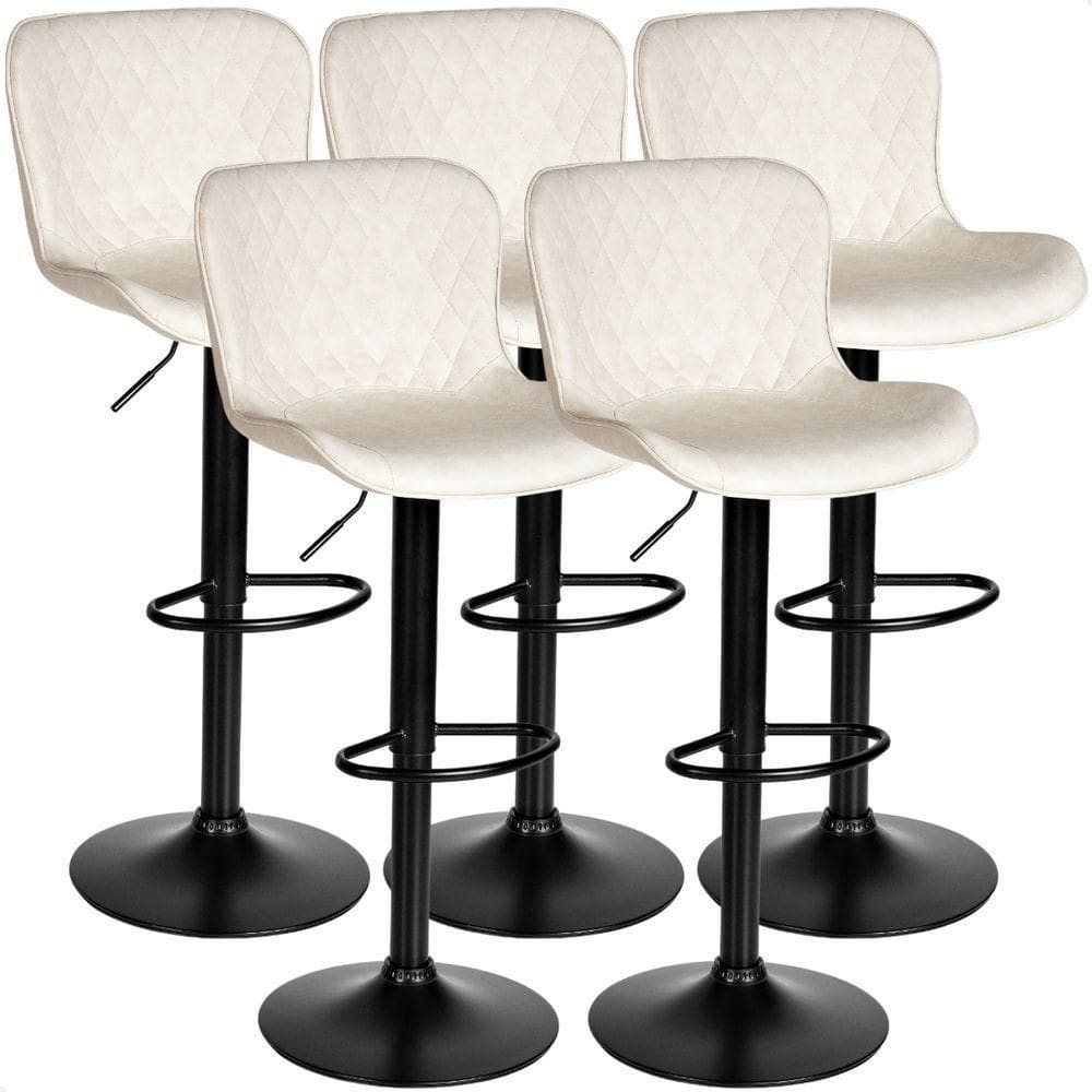 Kit 05 Un Banqueta Alta Para Cozinha Americana Bar Giratória Bege