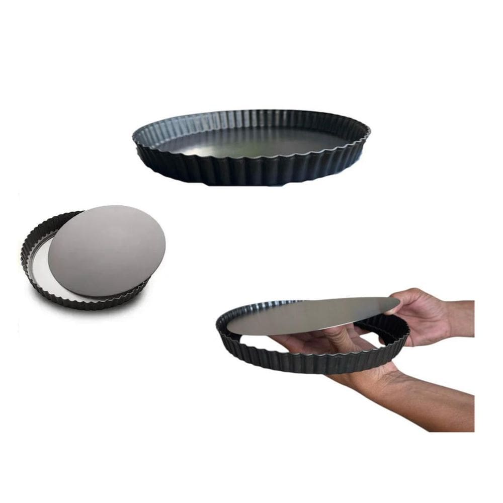 Forma Fundo Antiaderente Tortas Quiche Bolo 24X6Cm
