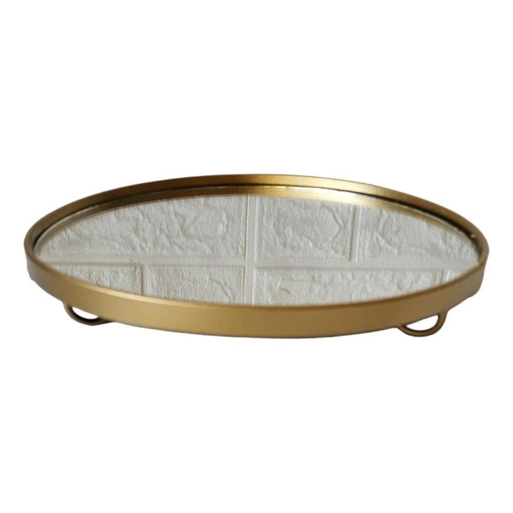 Bandeja Redonda 1 Peça Cor Dourado 17Cm