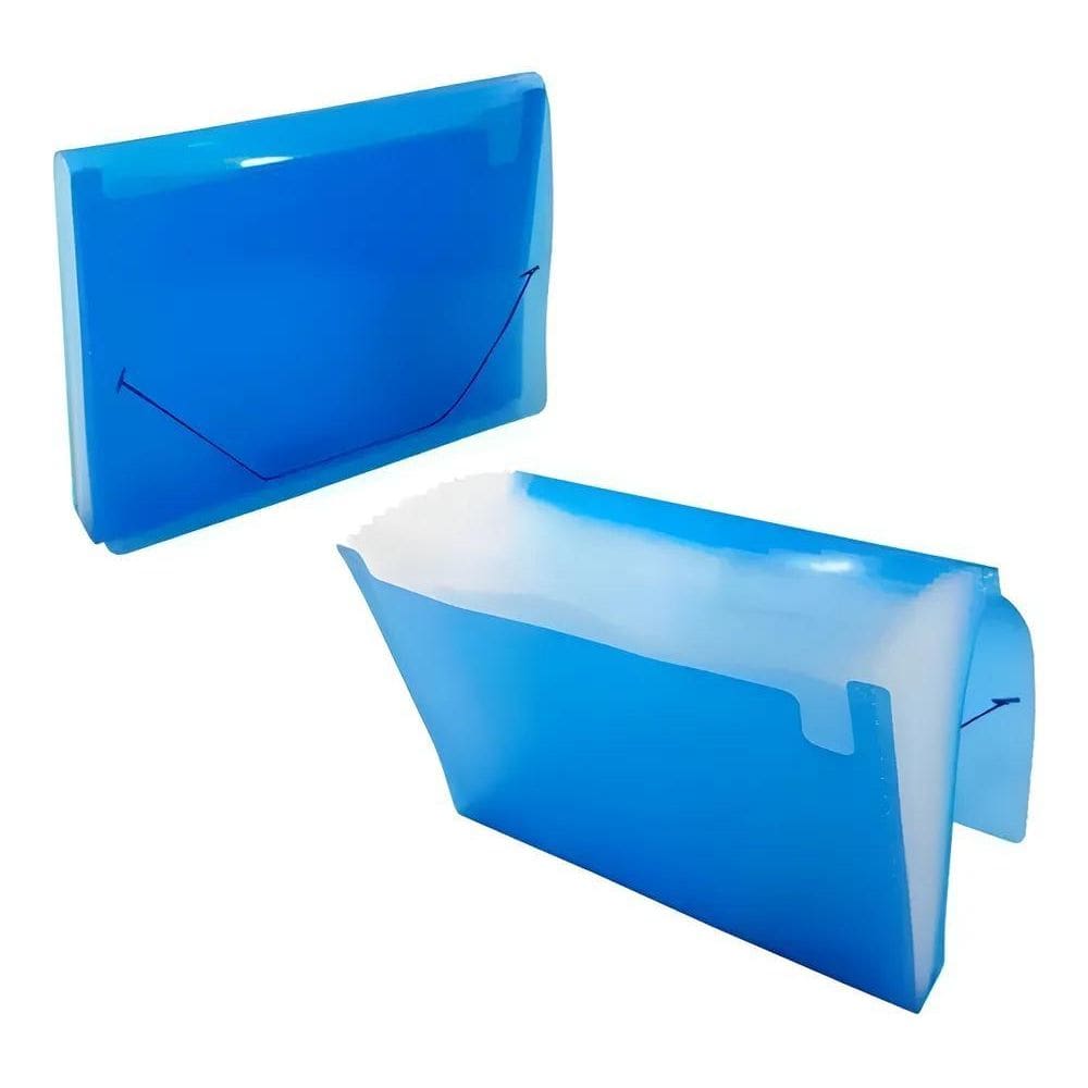 Pasta Sanfonada Plástica A4 12 Divisões Acp Azul