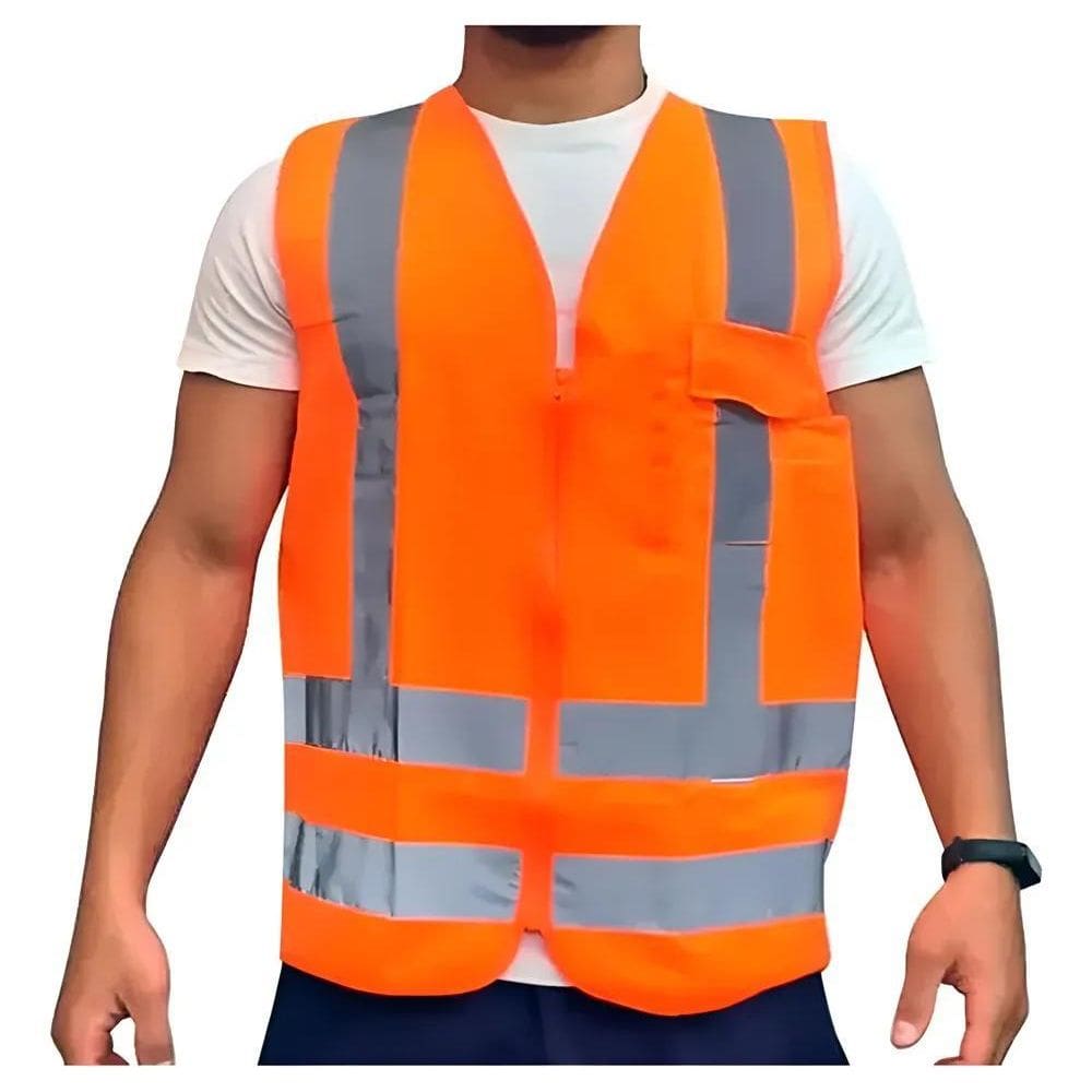 Colete Refletivo Fluorescente Blusão Segurança Sinali Laranj