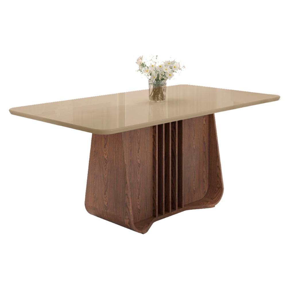 Mesa de Jantar Harpa 6 Lugares com Tampo de Vidro