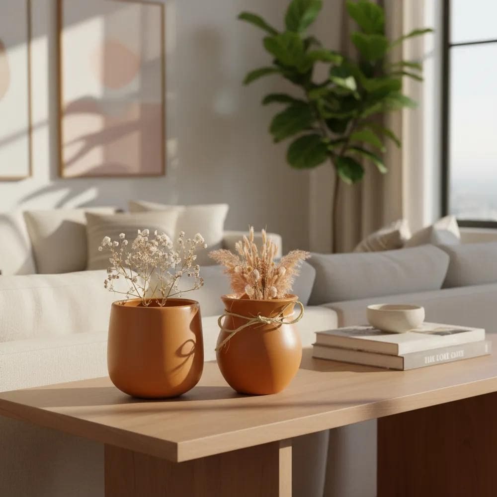 Dupla De Vasos Cachepots Decoração Sala Cozinh Calcita