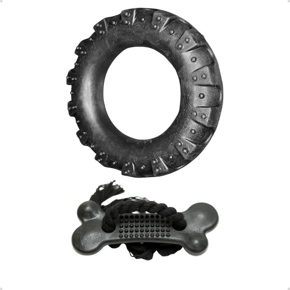 Kit Brinquedo Cachorro Pneu Grande + Ossinho Com Corda G