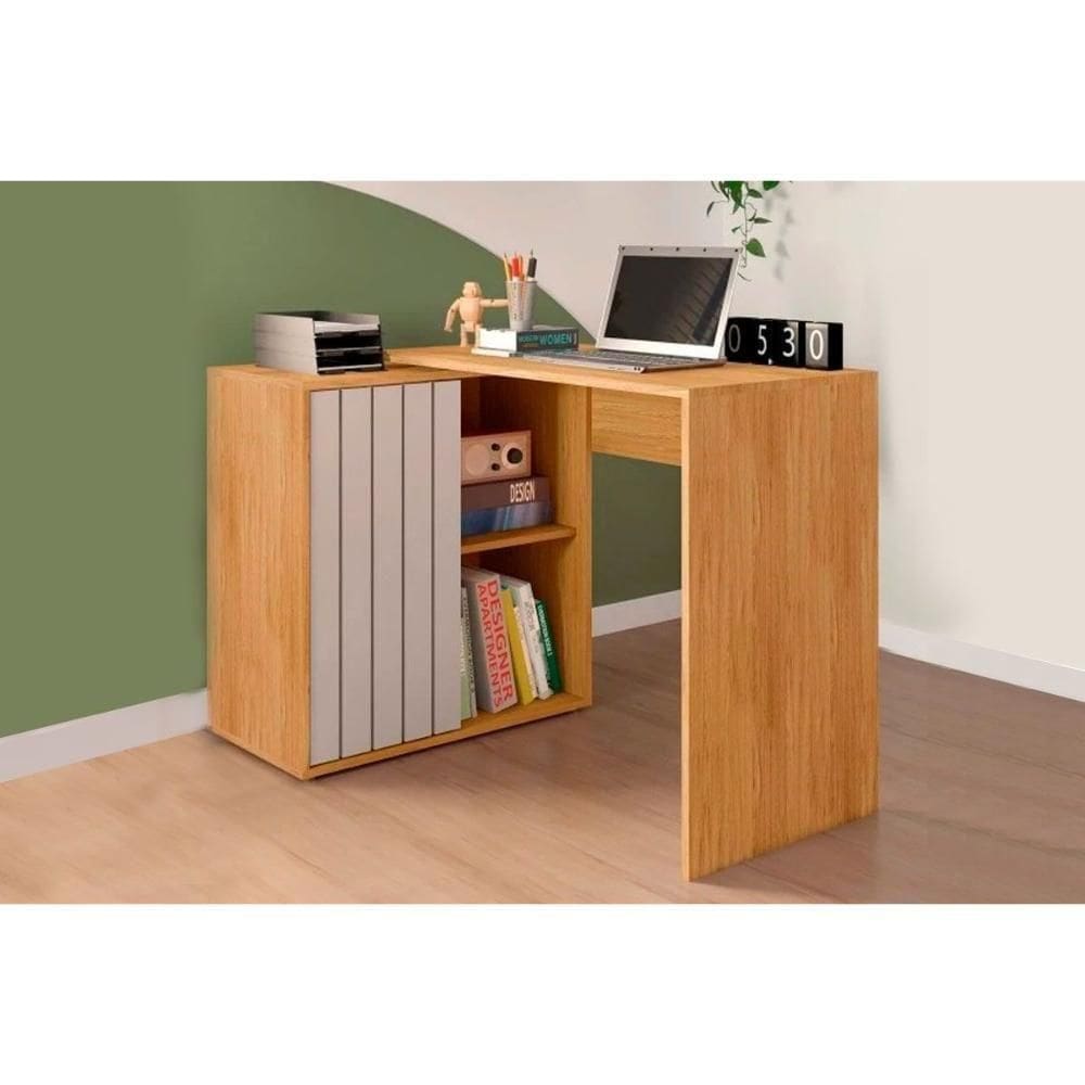 Escrivaninha P- Escritório Tech C- 1 Porta De Correr Lamina -cacao - Caemmun