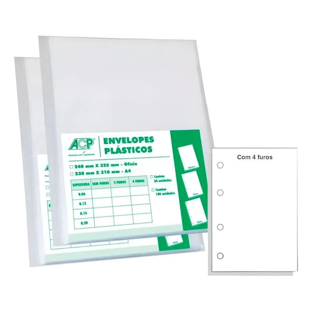 Saquinho Plástico A4 Ofício Fino 0.06 Mm - 4 Furos 100 Un.