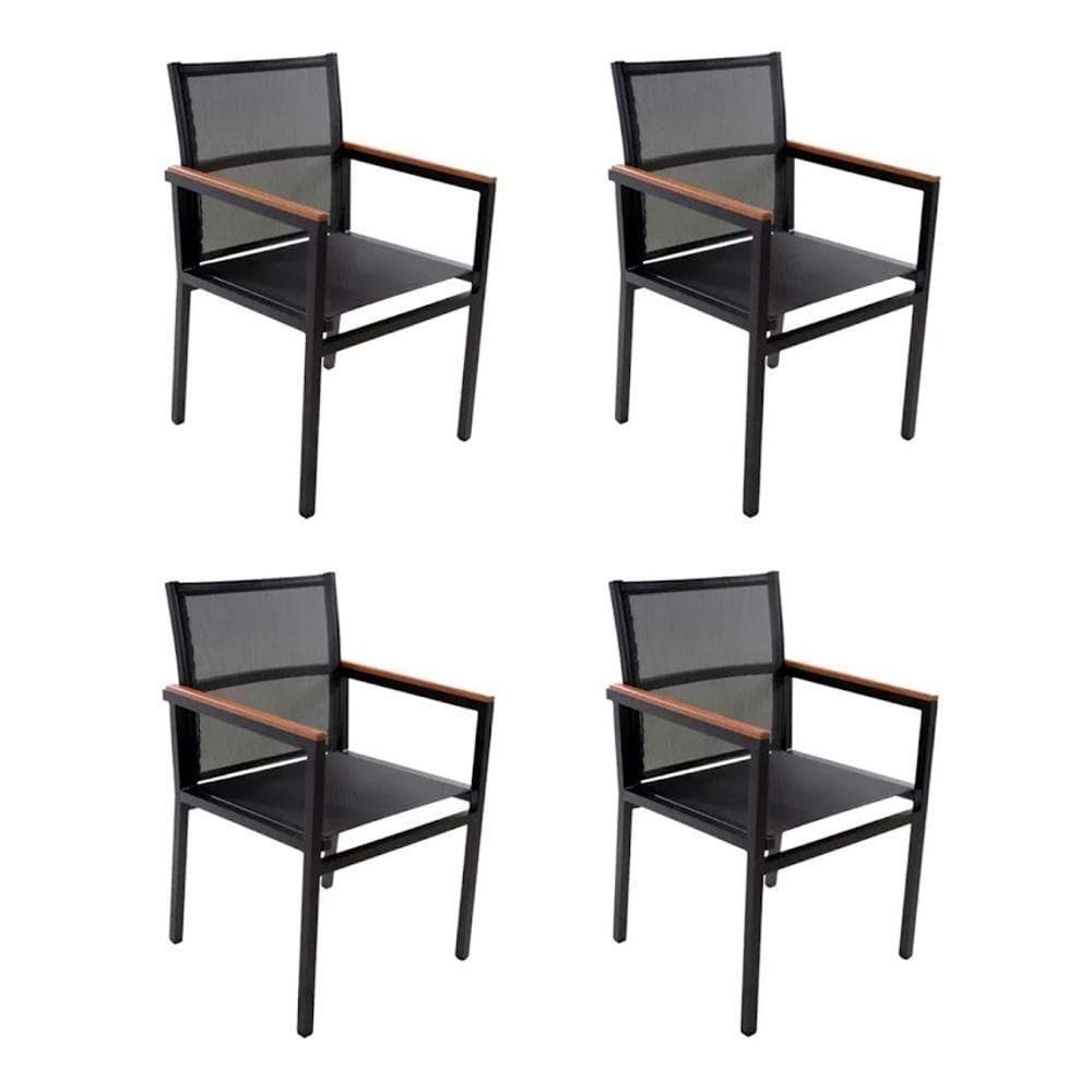 Kit 4 Cadeira Diamante Alumínio Sling Hotel Piscina Jardim