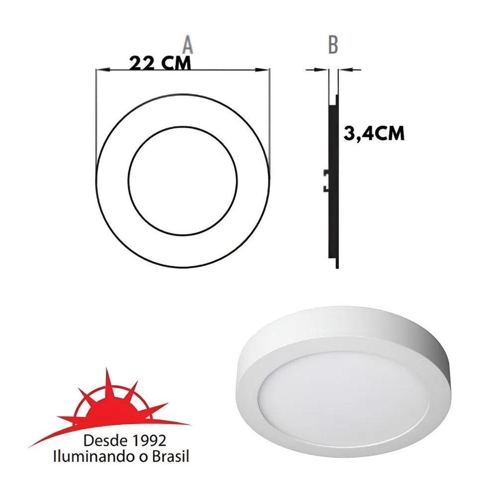 Painel Plafon Ourolux Led Sobreporr 18W Luz Amarela Cor Bran