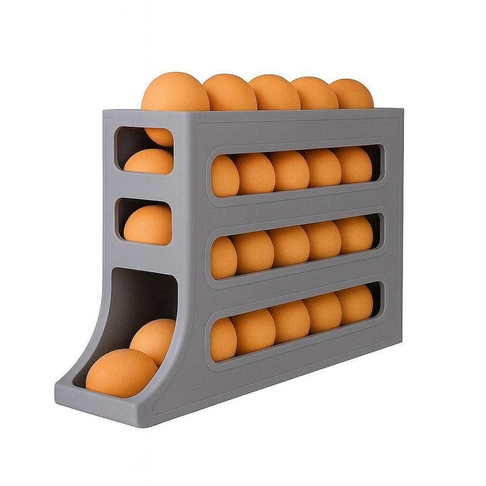 Organizador Para Ovos Com Suporte Rolante Cinza