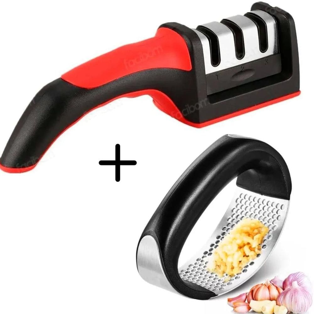 Kit Espremedor Prático + Afiador De Facas Portátil